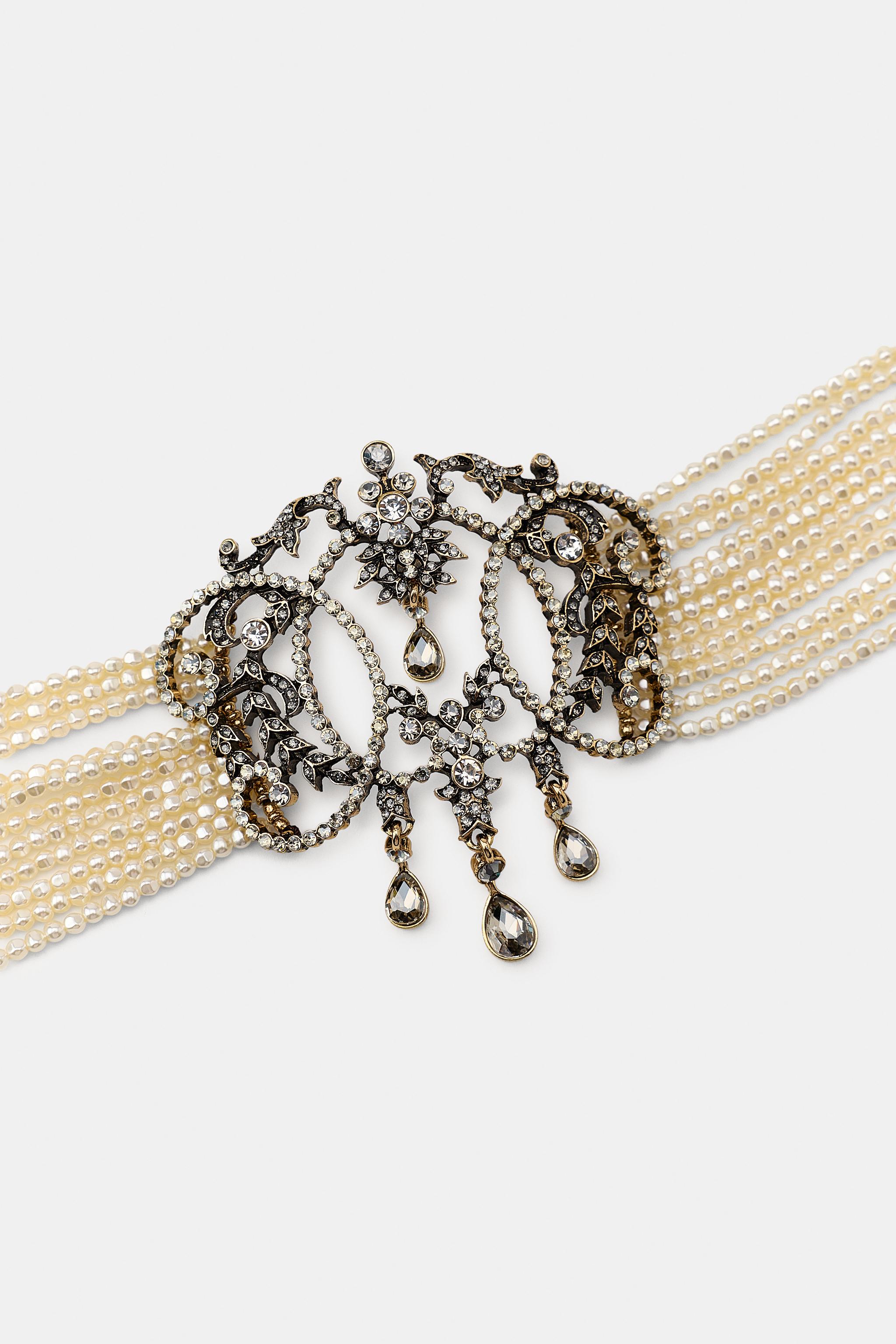 PEARL AND GEM CHOKER NECKLACE